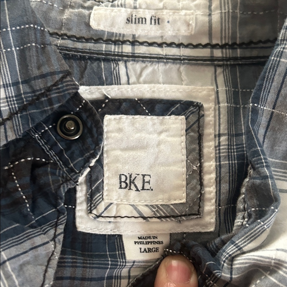 3 for $30!! BKE Blue and White Plaid Casual Button Down Shirt
